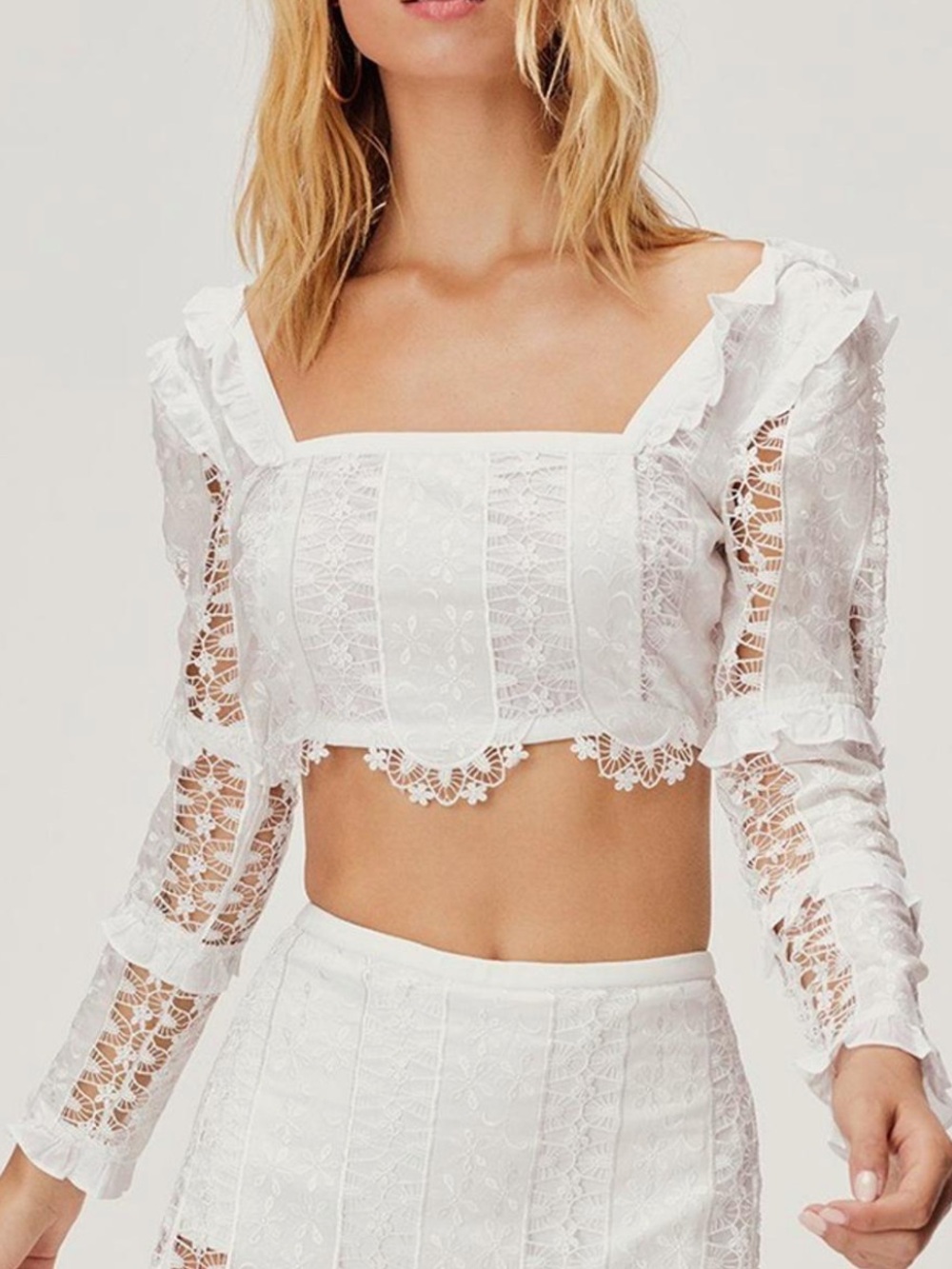 For Love and Lemons White lace top long sleeves